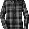 Port Authority Ladies Plaid Flannel Tunic - Grey/ Black