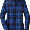 Port Authority Ladies Plaid Flannel Tunic - Royal/ Black