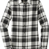 Port Authority Ladies Plaid Flannel Tunic - Snow White/ Black