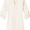 Port Authority Ladies 3/4-Sleeve Tunic Blouse - Ivory Chiffon