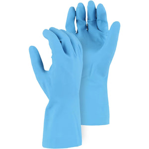 Chemical Resistant Gloves - 18 MIL Flock Lined Latex, Diamond Pattern Grip, 12 Straight Cuff (12 Pairs)