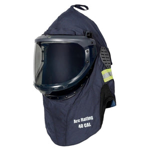 40 Cal Arc Flash Hood - Lift-Front OptiShield, Vented, Rear Fan, AirLite