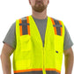 High Visibility Surveyors Safety Vest (PK 5 Vests) - DOT Striping, Zipper Close