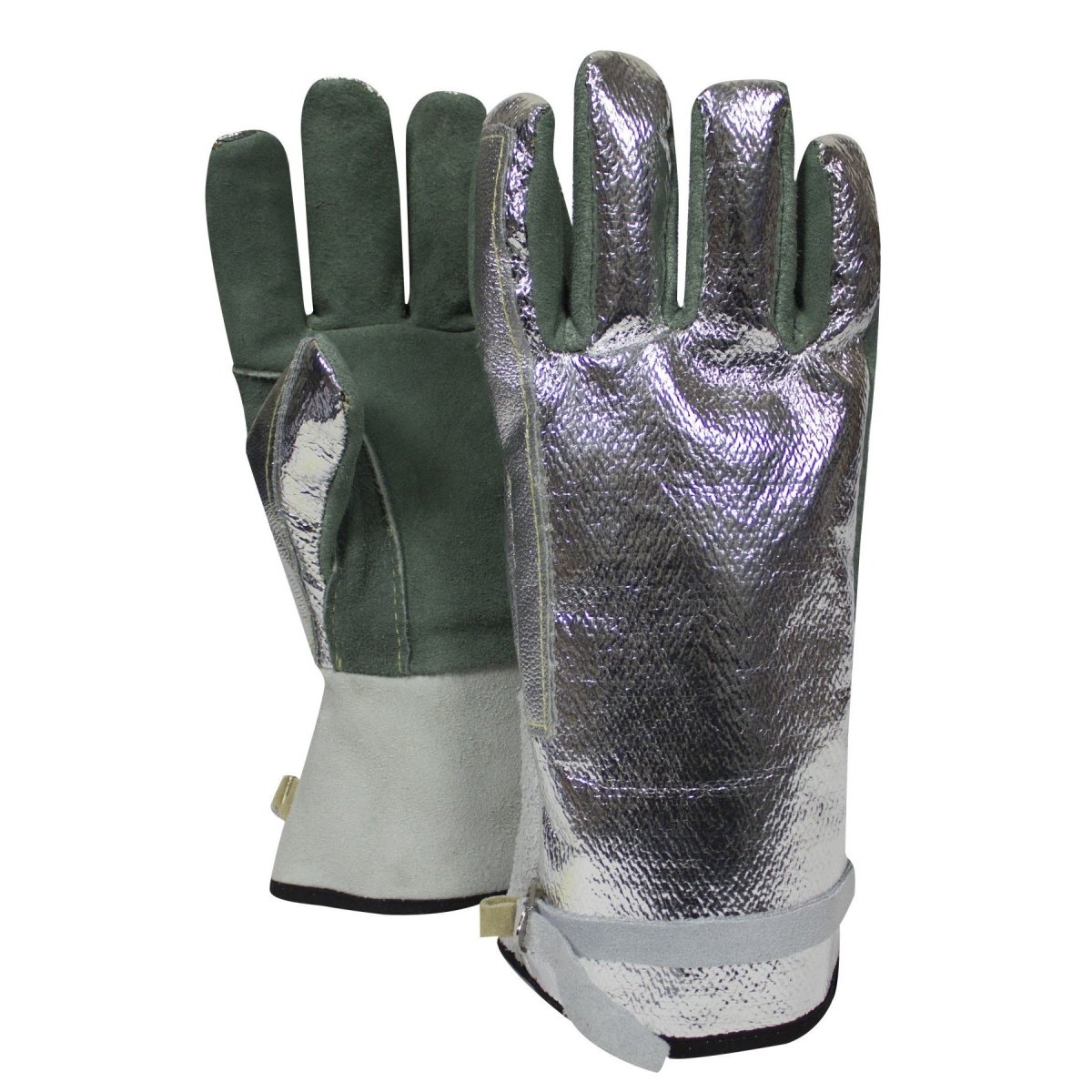 Aluminized Thermal Gloves - 18 Oz. OPF-Carbon/Kevlar Blend Back, Leather Palm, 13 In. Long, Reinforced Wing Thumb and Index (PK 1 Pair)