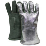 Aluminized Thermal Gloves - Leather Back and Palm, 13 In. Long, Wing Thumb, Extra Palm Patch (PK 1 Pair)