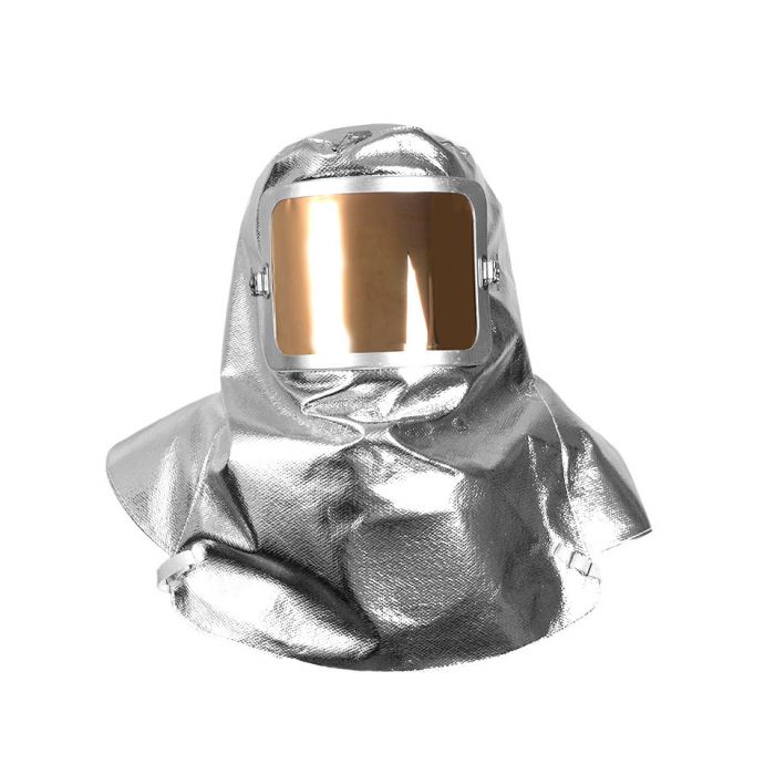 Aluminized Thermal Hood - Metal Faceshield Frame, Universal Headgear, Clips for Hard Hat, Gold Film Cover - National Safety Apparel