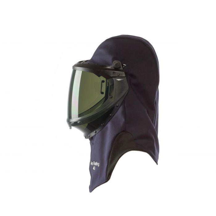 Arc Flash Lift Front Hood with Faceshield, Flash Light with Mounting Clip, Slotted Adapter and Hard Hat - National Safety Apparel