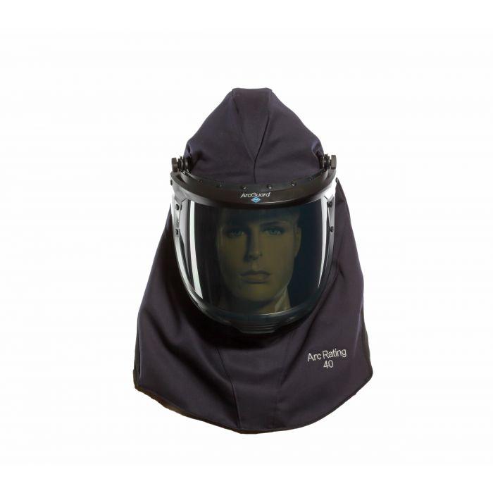 Arc Flash Lift Front Hood with Faceshield, Flash Light with Mounting Clip, Slotted Adapter and Hard Hat - National Safety Apparel