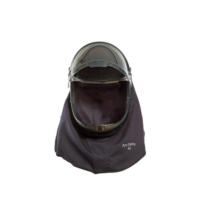 Arc Flash Lift Front Hood with Faceshield, Flash Light with Mounting Clip, Slotted Adapter and Hard Hat - National Safety Apparel