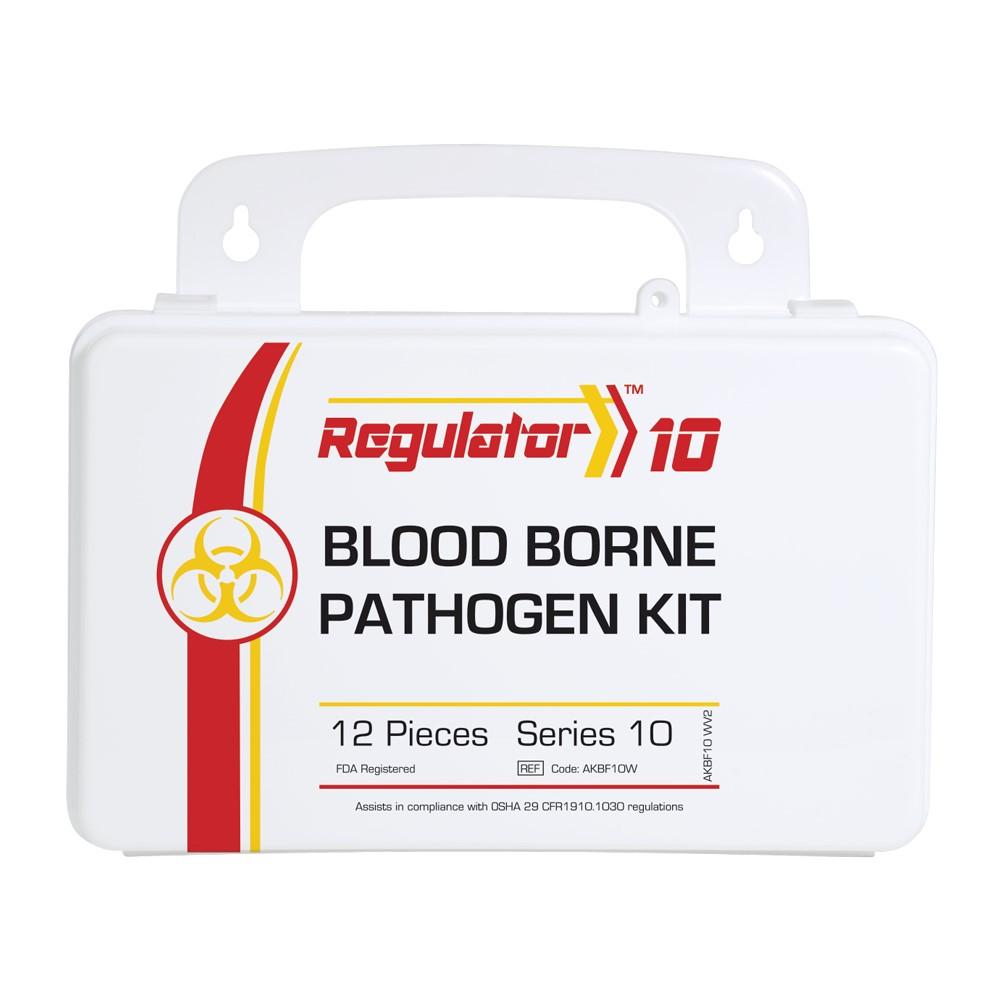 Biohazard First Aid Kit (PK 4 Kits) for Bloodborne Pathogen Clean-Up - 10 People, 13 PCS, Weatherproof Case