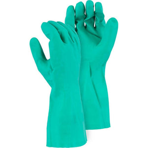 Chemical Resistant Gloves - 15 MIL Nitrile Diamond Pattern Grip, 12 Inch Slip On Cuff (12 Pairs)