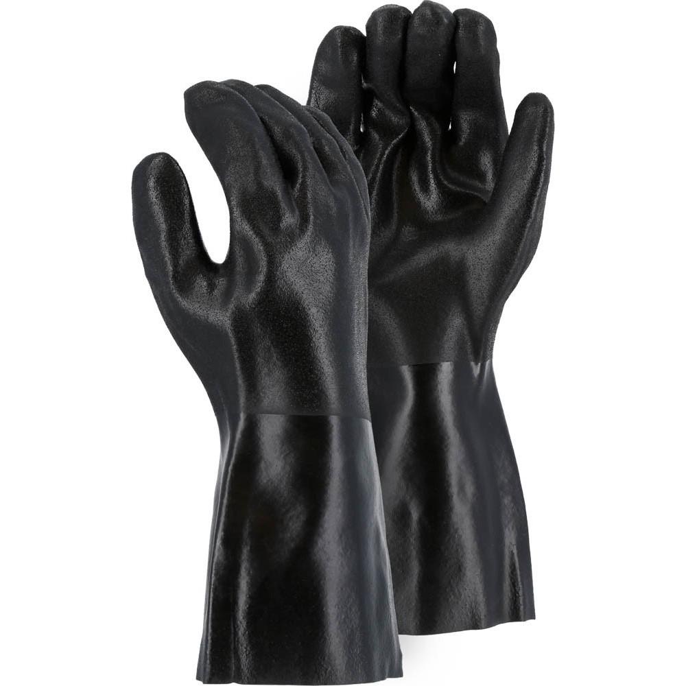 Chemical Resistant Gloves - Cotton Lined Double PVC, Sand Finish, 14 Inch Gauntlet Cuff (PK 12 Pairs)