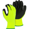 Crinkle Latex Palm Dip High Visibility Terry Lined Nylon Glove (PK 12 Pairs) - Majestic - Hi Vis Yellow