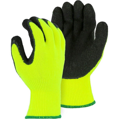 Crinkle Latex Palm Dip High Visibility Terry Lined Nylon Glove (PK 12 Pairs) - Majestic