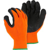 Crinkle Latex Palm Dip High Visibility Terry Lined Nylon Glove (PK 12 Pairs) - Majestic - Hi Vis Orange