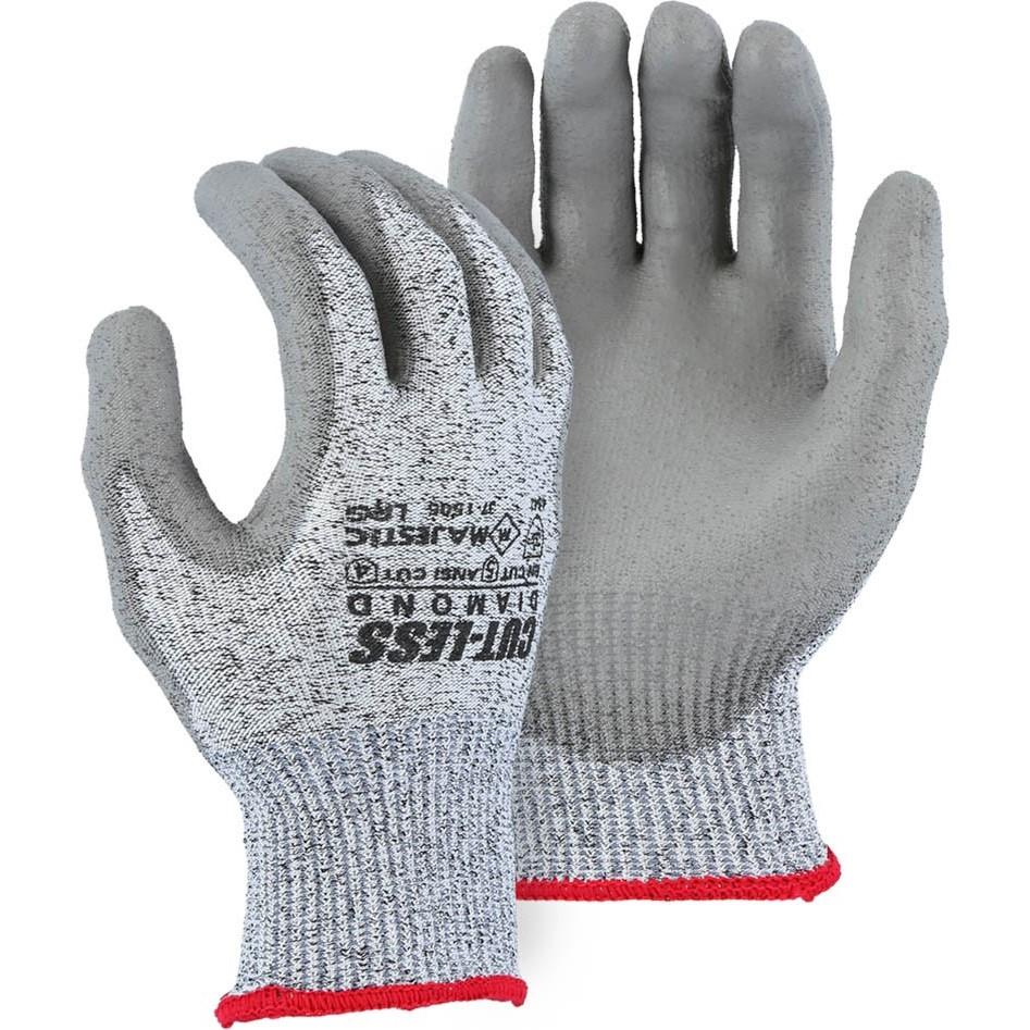 Cut Resistant Glove - Dyneema Blend, Polyurethane Palm Dip, Moderate Cut Resistance (PK 12 Pairs) - Majestic