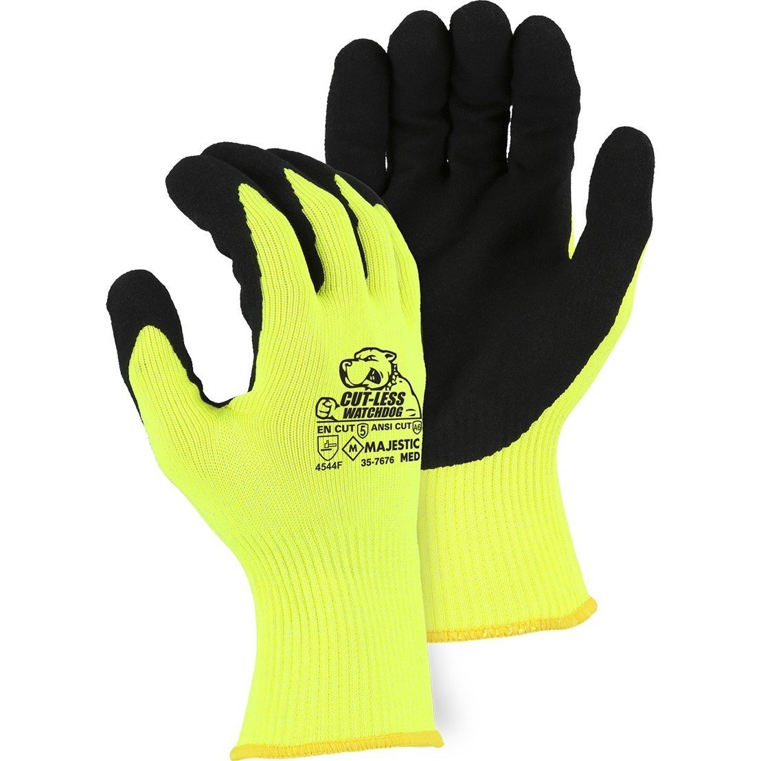 Cut Resistant Glove - KorPlex Blend, Sandy Nitrile Palm Dip, High Visibility, High Cut Resistance (PK 12 Pairs) - Majestic