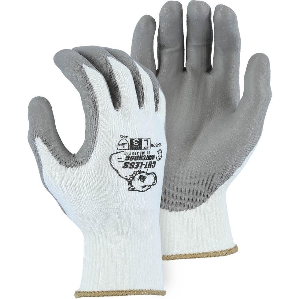 Cut Resistant Glove - KorPlex Blend, White Polyurethane Palm Dip, Light Cut Resistance (PK 12 Pairs) - Majestic