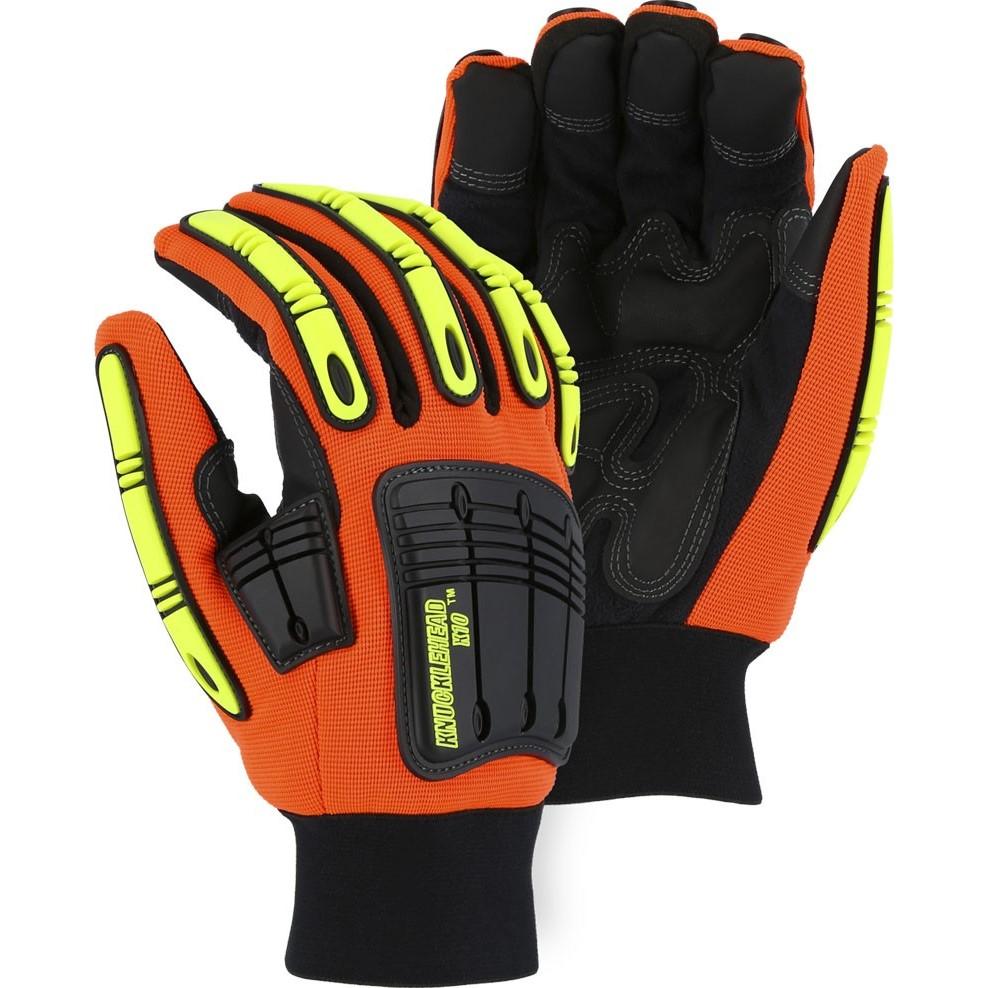 Cut Resistant Winter Glove - Mechanics Style, Armor Skin Palm, Waterproof, High Visibility, Impact Protection (PK 12 Pairs)- Majestic Knucklehead X10