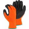 Cut Resistant Winter Glove - Napped Terry Knit, Foam Latex Palm Dip, Light Cut Resistance (PK 12 Pairs) - Majestic - Hi Vis Orange