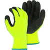 Cut Resistant Winter Glove - Napped Terry Knit, Foam Latex Palm Dip, Light Cut Resistance (PK 12 Pairs) - Majestic - Hi Vis Yellow