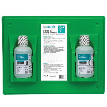 Eyewash Station First Aid Kit - Surefill Double Bottle Wall Unit