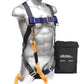 Fall Safety Kit - Safety Harness with 1 Steel D-Ring, 6 ft. Energy Absorbing Lanyard - Construction Plus Series Fall Arrest