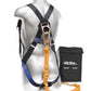 Fall Safety Kit - Safety Harness with 1 Steel D-Ring, 6 ft. Energy Absorbing Lanyard - Construction Plus Series Fall Arrest