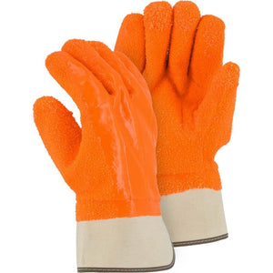 Heavy Grit Finish PVC Winter Lined Glove with Safety Cuff or Knit Wrist (PK 12 Pairs)