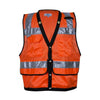 Hi-Vis Construction Survey Vest - Silver Segmented Reflective Trim, Snap Front, Survey Pocket, Type R Class 2 - Orange