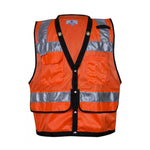 Hi-Vis Construction Survey Vest - FR Silver Segmented Reflective Trim, Snap Front, Survey Pocket, Type R Class 2 - National Safety Apparel