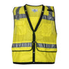 Hi-Vis Construction Survey Vest - Silver Segmented Reflective Trim, Snap Front, Survey Pocket, Type R Class 2 - Yellow