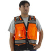 Hi Vis Heavy Duty Surveyor's Mesh Vest (PK 5 Vests) - ANSI 2, Type R, Snaps Close - Hi Vis Orange