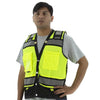 Hi Vis Heavy Duty Surveyor's Mesh Vest (PK 5 Vests) - ANSI 2, Type R, Snaps Close - Hi Vis Yellow