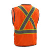 Hi-Vis Mesh X-Back Safety Vest (PK 5 Vests) - Class 2 Type R, Zip Front - Hi Vis Orange