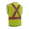 Hi-Vis Mesh X-Back Safety Vest (PK 5 Vests) - Class 2 Type R, Zip Front - Hi Vis Lime