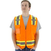 Hi Vis Surveyor's Vests (PK 5 Vests) - Mesh Back, ID Holder, ANSI 2, Type R, DOT Striping, Zipper - Hi Vis Orange