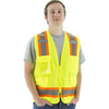 Hi Vis Surveyor's Vests (PK 5 Vests) - Mesh Back, ID Holder, ANSI 2, Type R, DOT Striping, Zipper - Hi Vis Yellow