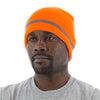 High Visibility Beanie with Reflective Striping (PK 10 Hats) - Majestic - Hi Vis Orange