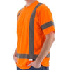 High Visibility Birdseye Mesh Short or Long Sleeve Shirts - ANSI 3, Reflective Striping (PK 12 Shirts) - Hi Vis Orange