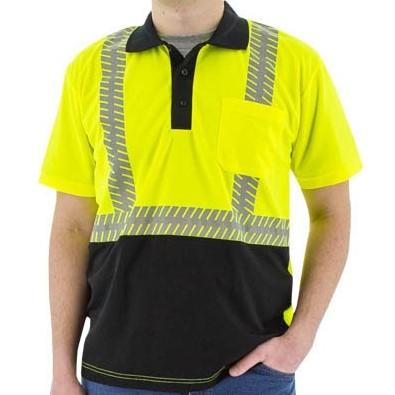 High Visibility Birdseye Mesh Short Sleeve Polo Shirt with Reflective Chainsaw Striping