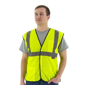 High Visibility Breakaway Mesh Safety Vest - DOT Striping, Velcro Close (PK 5 Vests)