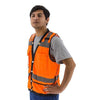 High Visibility Heavy Duty Mesh Safety Vest - Snap Close (PK 5 Vests) - Hi Vis Orange