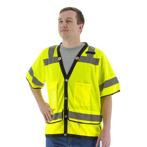 High Visibility Heavy Duty Mesh Safety Vest - Snap Close (PK 5 Vests)