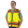 High Visibility Heavy Duty Surveyors Safety Vest - ANSI 2, 2-Tone DOT Striping, Zipper Close - Hi Vis Yellow