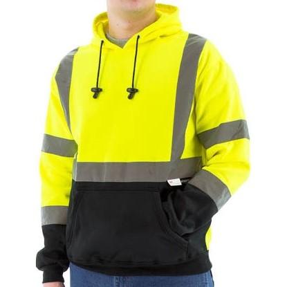 High Visibility Hooded Sweatshirt - Pullover, Reflective Striping - Majestic