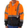 Majestic Hi Vis Zipper Hoodie - Type R Class 3, Teflon Coated - Hi Vis Orange/Black Bottom