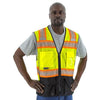 High Visibility Mesh Safety Vest - ANSI 2, DOT Reflective Chainsaw Striping, Zipper Close (PK 5 Vests) - Hi Vis Yellow