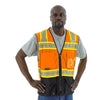 High Visibility Mesh Safety Vest - ANSI 2, DOT Reflective Chainsaw Striping, Zipper Close (PK 5 Vests) - Hi Vis Orange