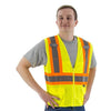 High Visibility Mesh Safety Vest (PK 5 Vests) - ANSI 2, DOT Striping, Zipper Close - Hi Vis Yellow